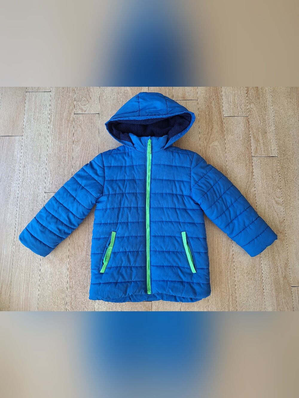Carter’s Kids Winter Coat Blue & Green, Fleece Lined Size L/7 Little Kids